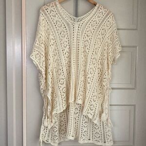 Cream Crochet Poncho